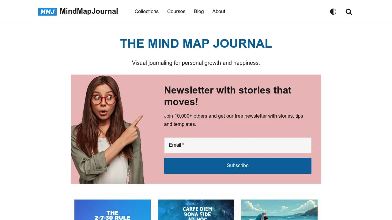 Screenshot of Mind Map Journal website