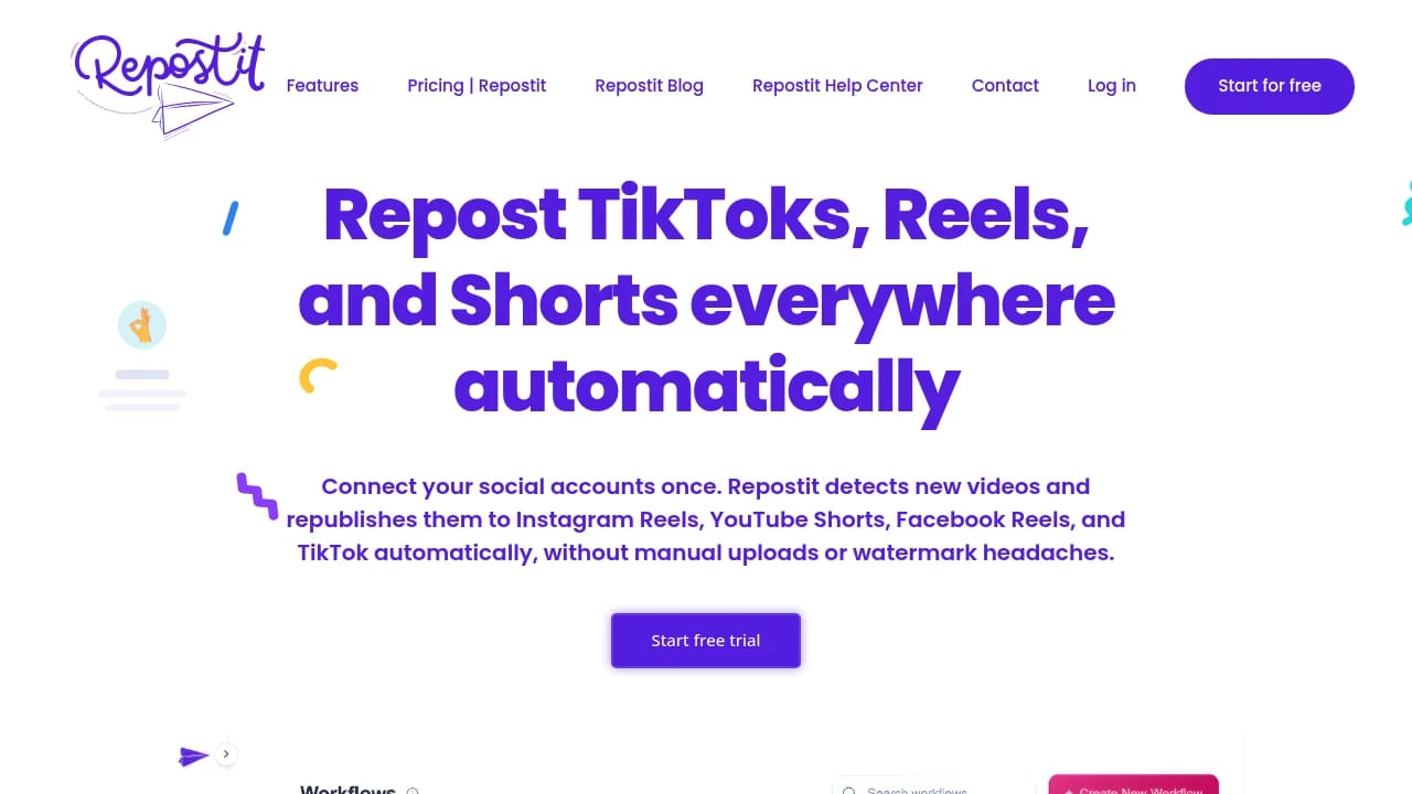 Screenshot of Repostit website