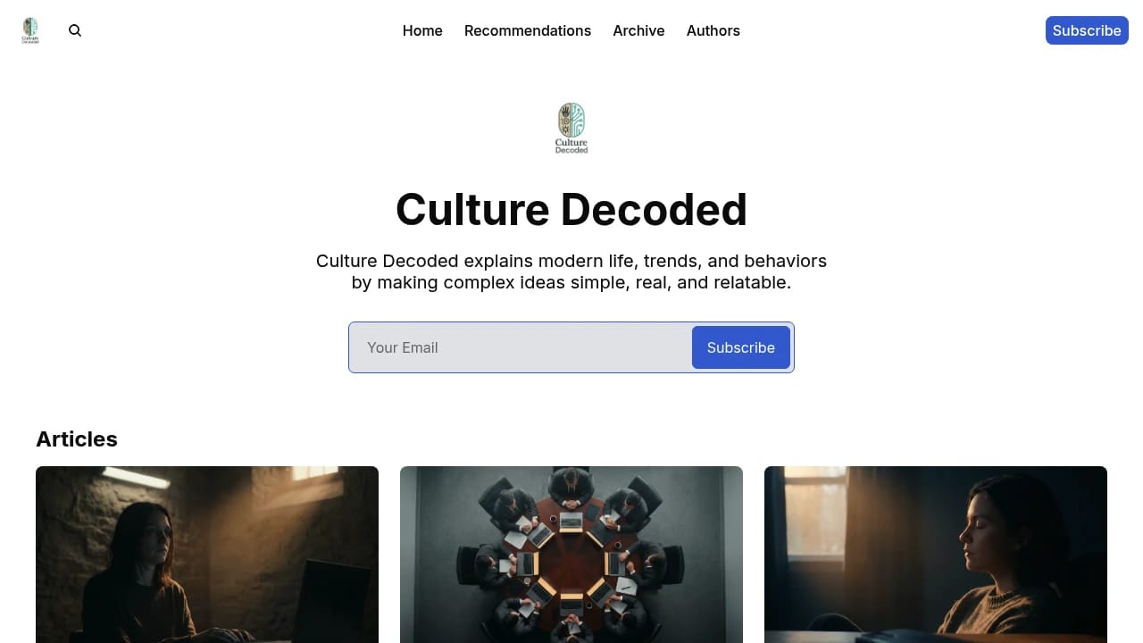 Screenshot of Culture Decoded website