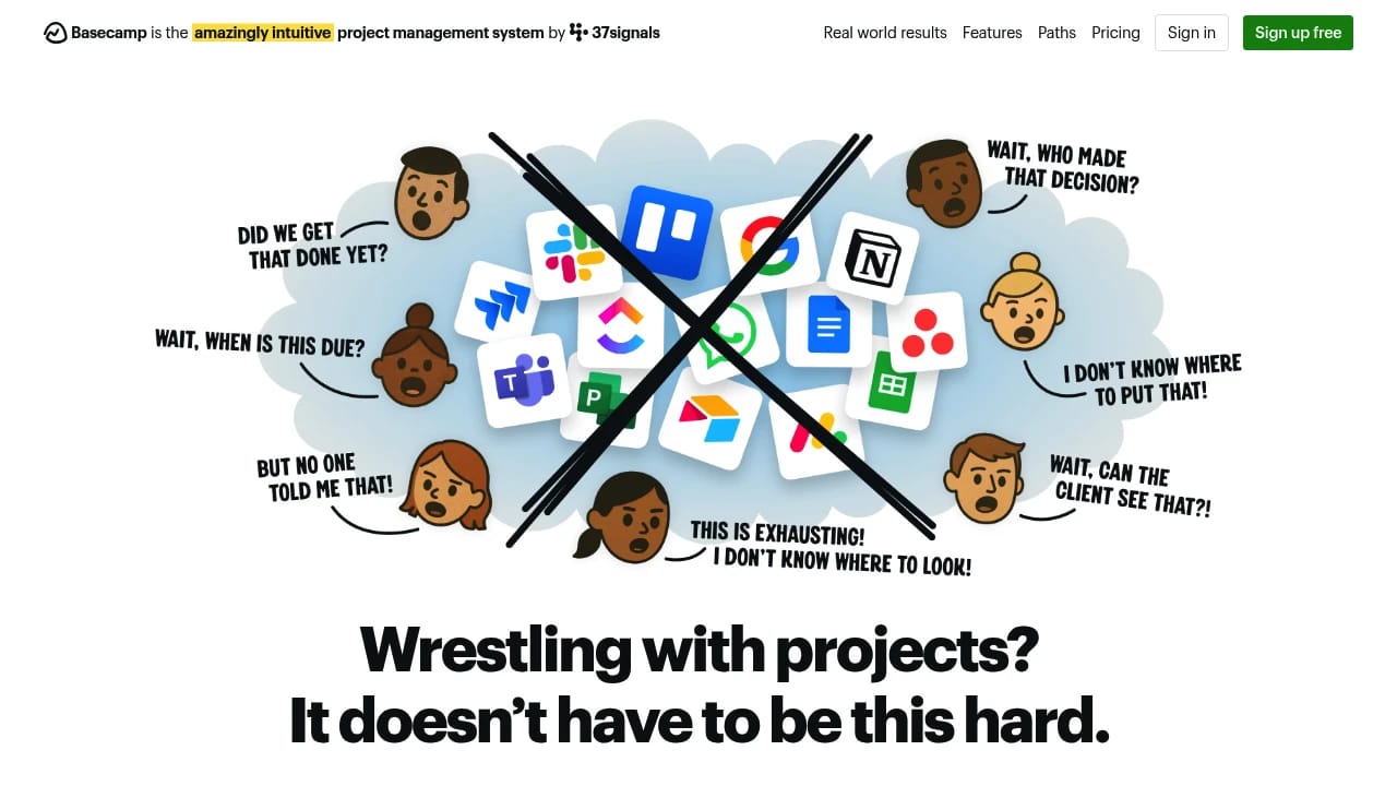 Screenshot of Basecamp website