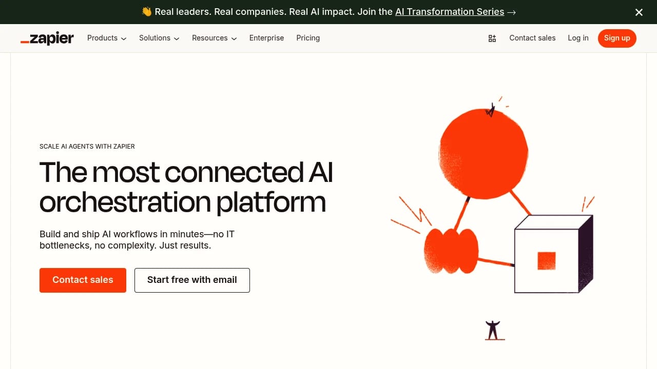 Screenshot of Zapier website