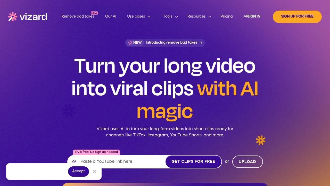 Screenshot of Vizard website