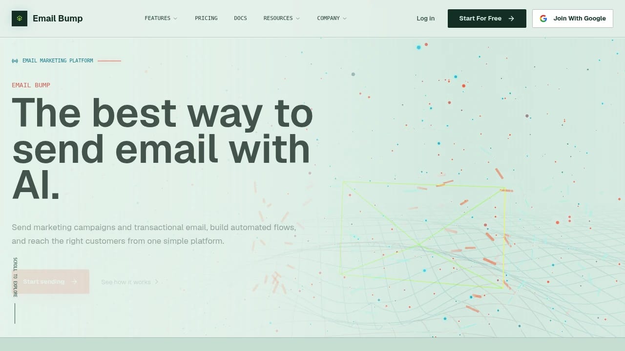 Screenshot of Email Bump website