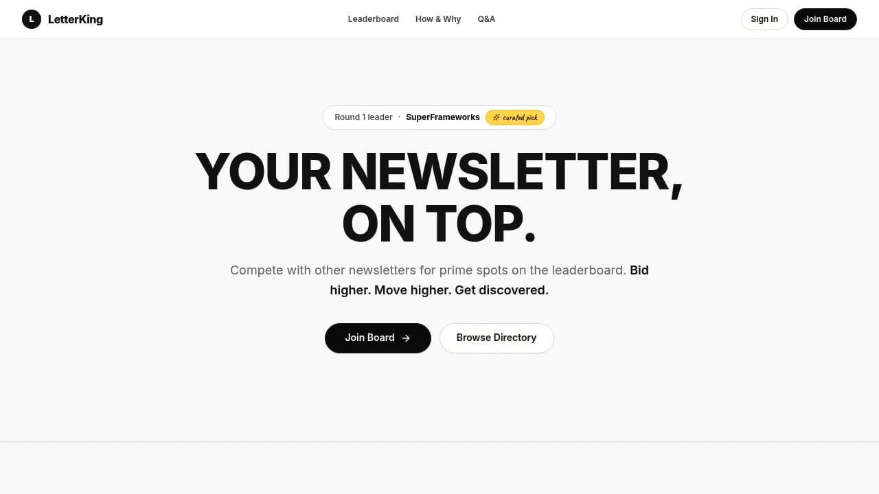 Screenshot of LetterKing website