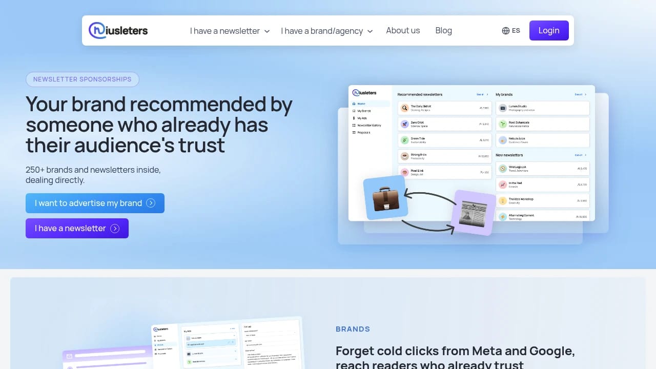 Screenshot of Niusleters website