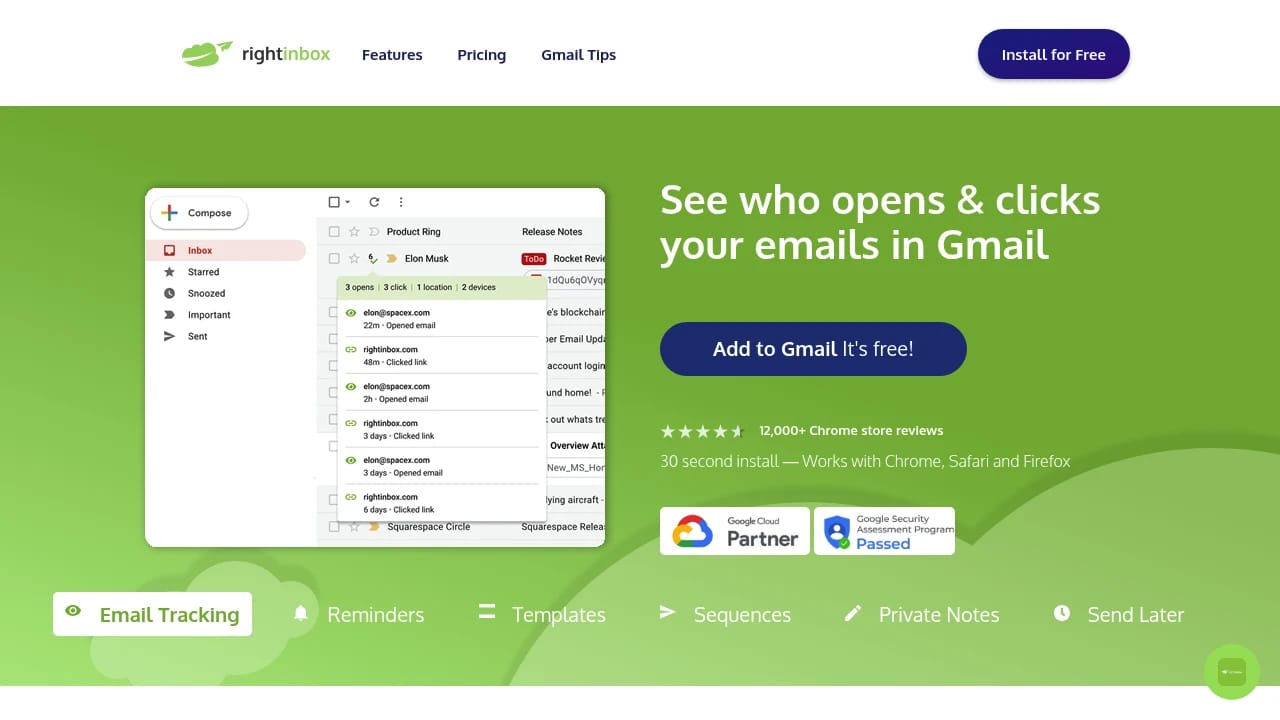 Screenshot of Right Inbox website