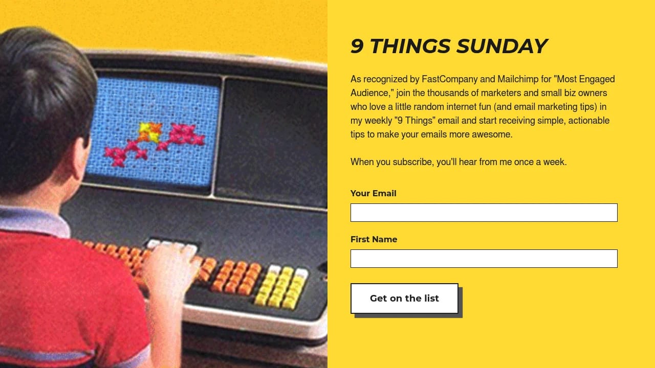 Screenshot of 9 Things Sunday website