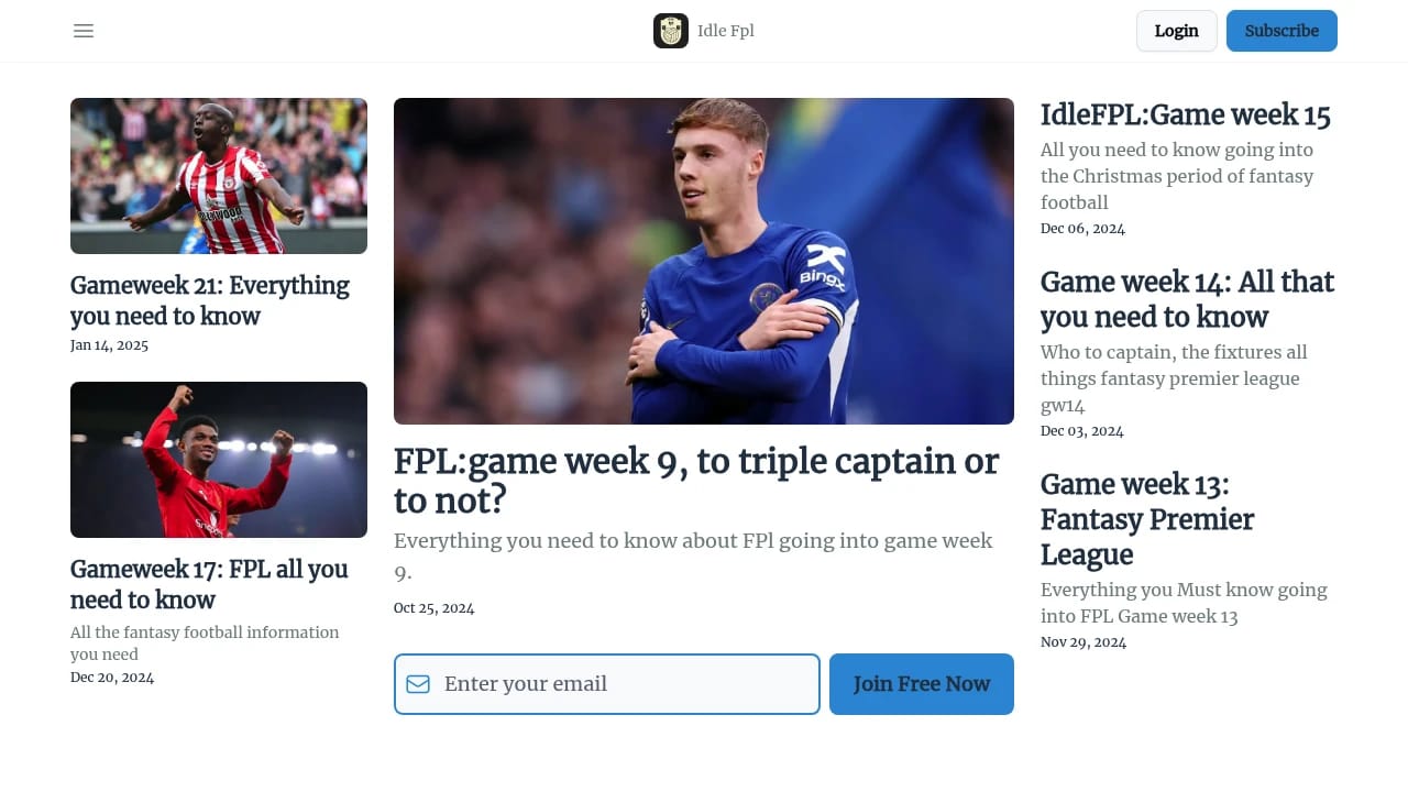 Screenshot of IdleFpl website