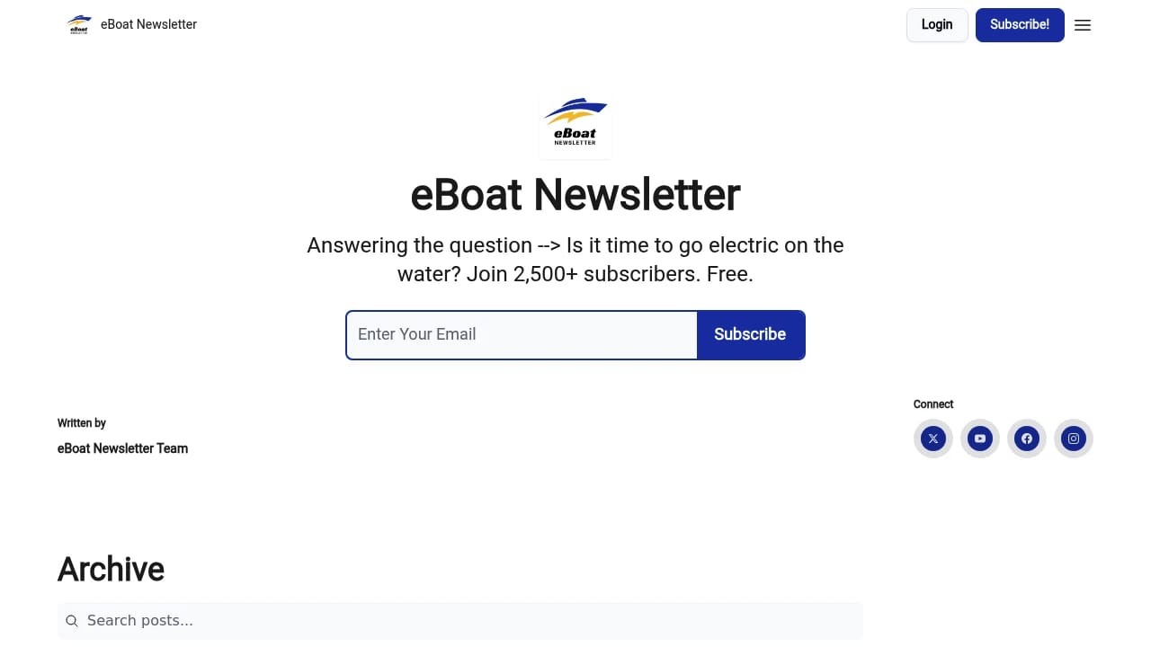 Screenshot of eBoat Newsletter website