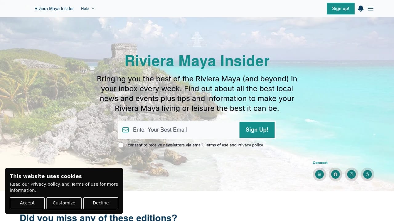 Screenshot of Riviera Maya Insider website