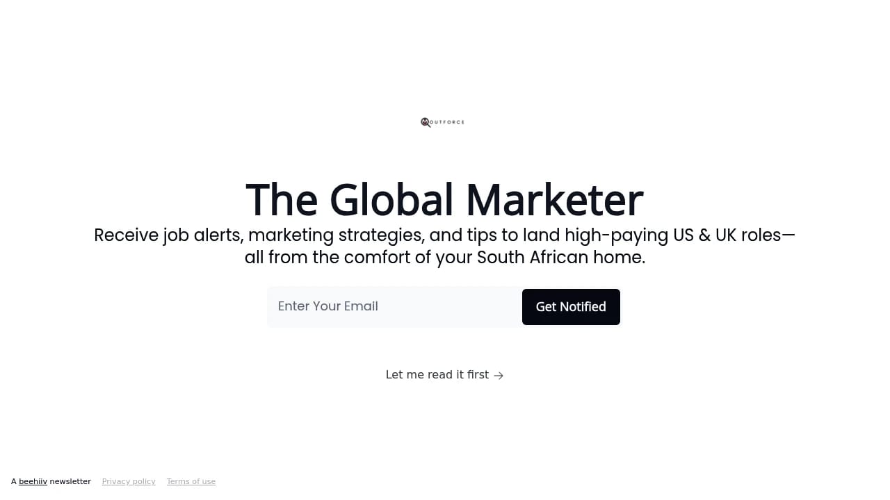 Screenshot of The Global Marketer website