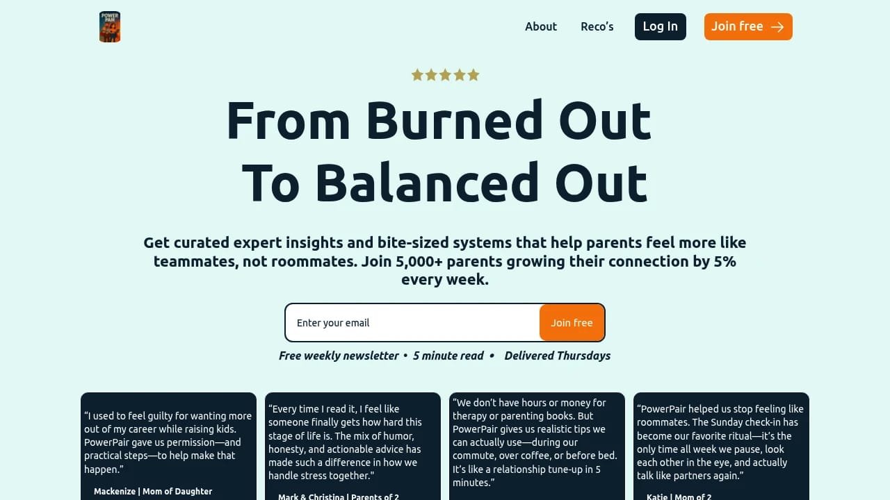 Screenshot of PowerPair website