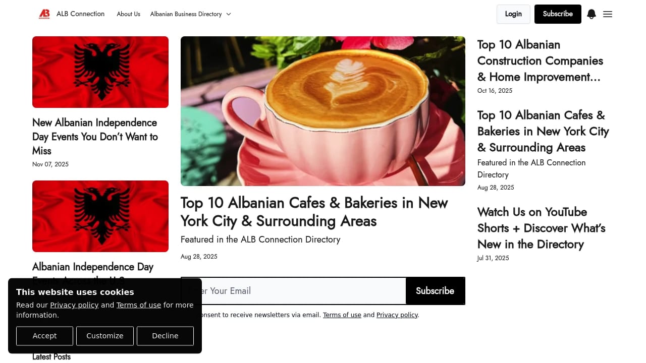 Screenshot of ALB Connection website