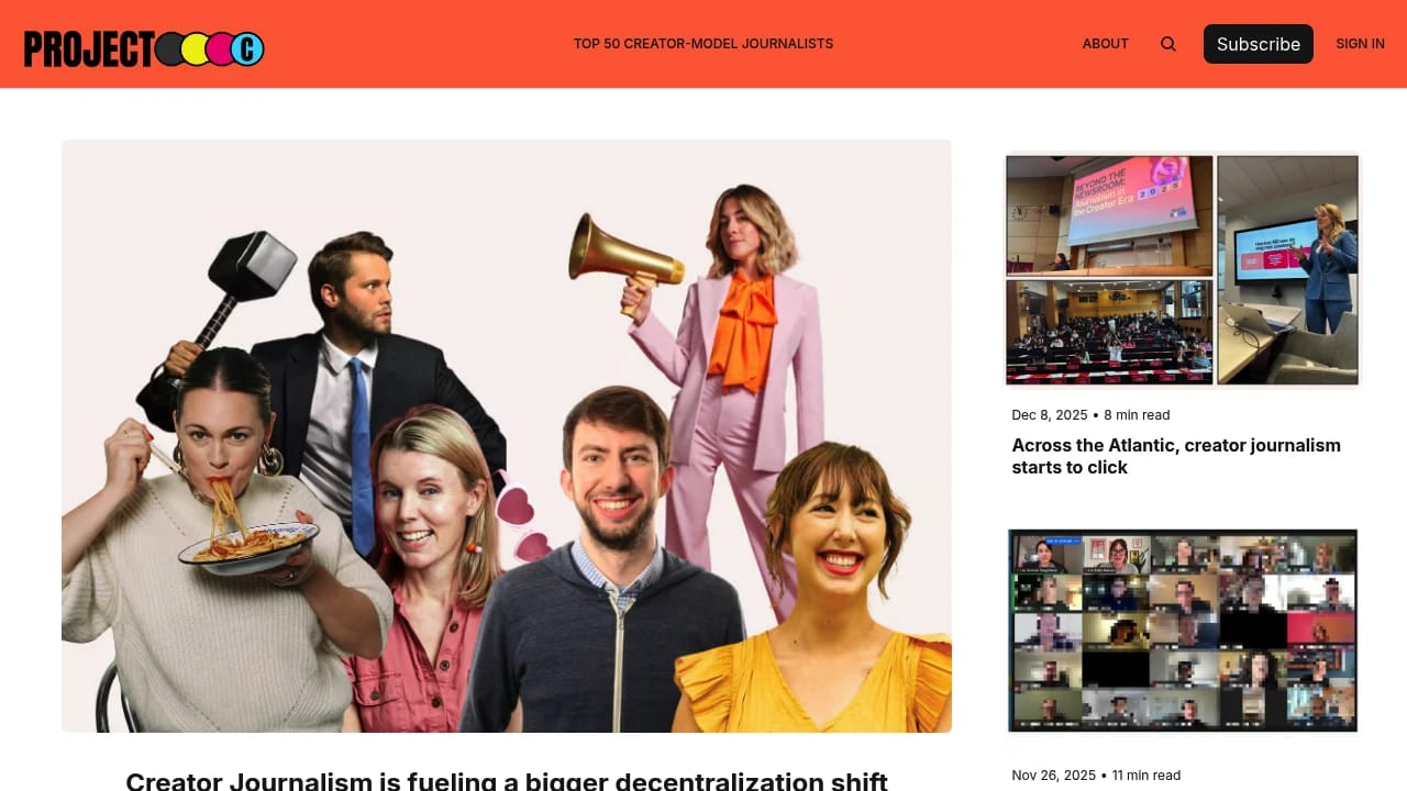 Screenshot of Project C website