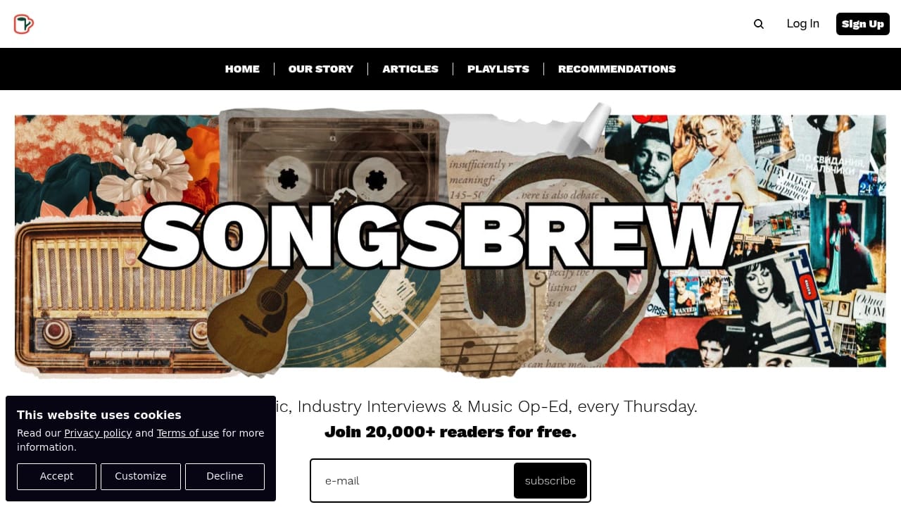 Screenshot of SongsBrew website