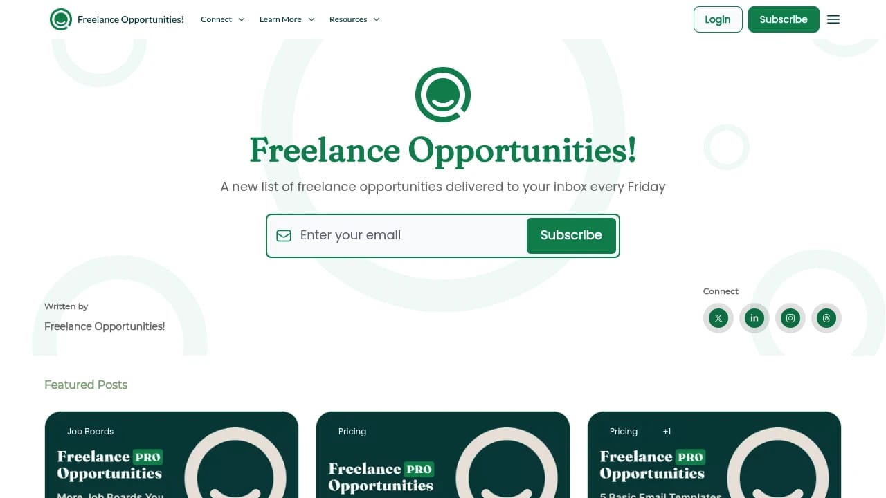 Screenshot of Freelance Opportunities! website