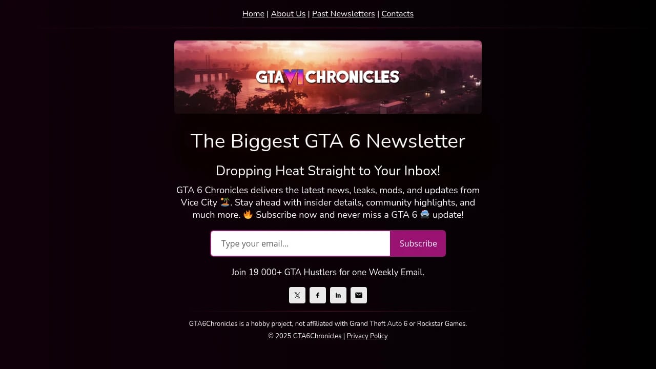 Screenshot of GTA 6 Chronicles website