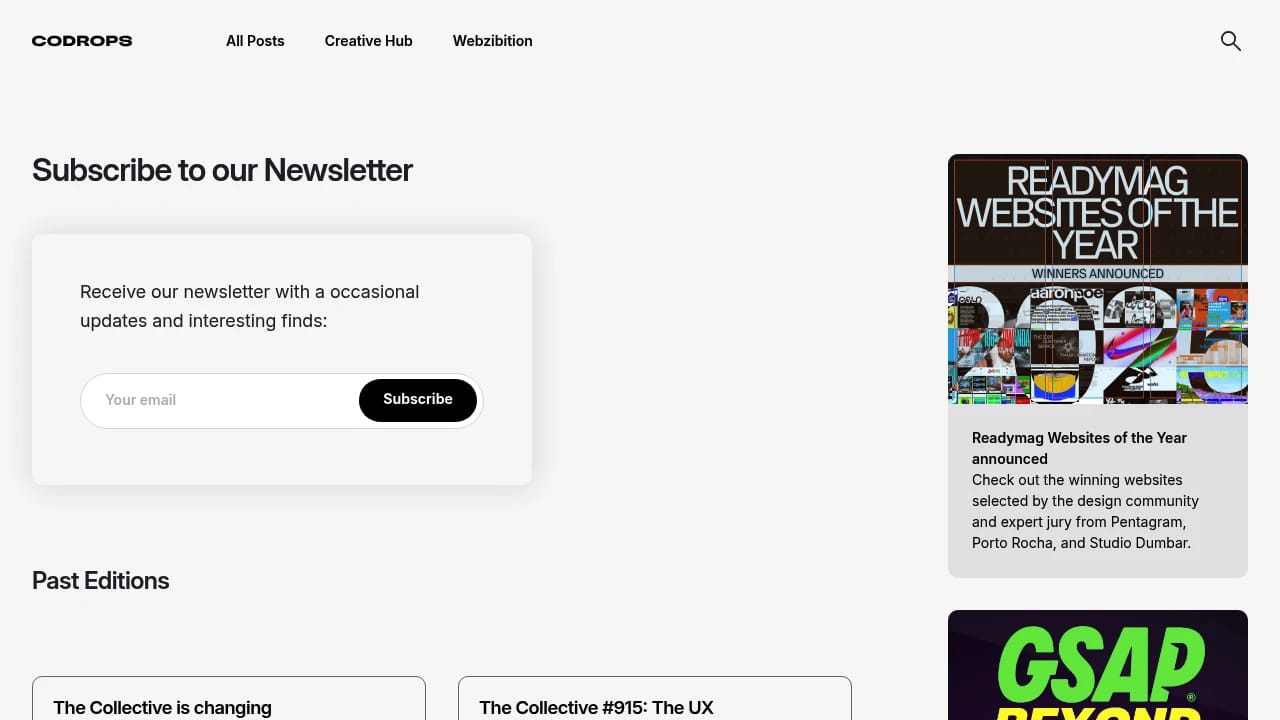 Screenshot of The Collective website