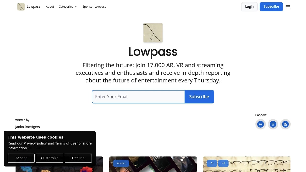 Screenshot of Lowpass website