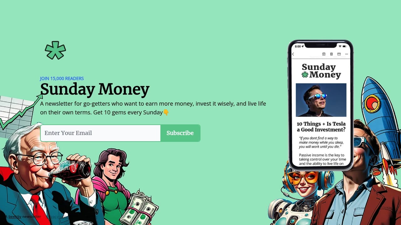 Screenshot of Sunday Money website