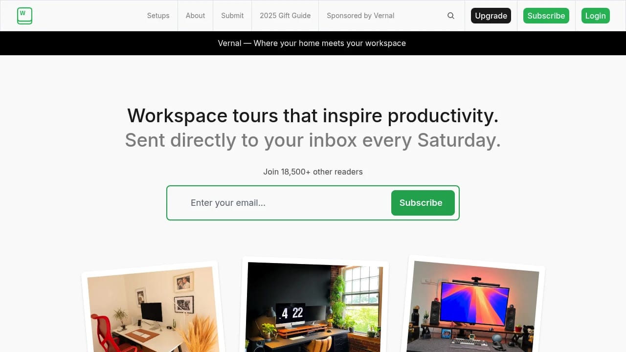 Screenshot of Workspaces website