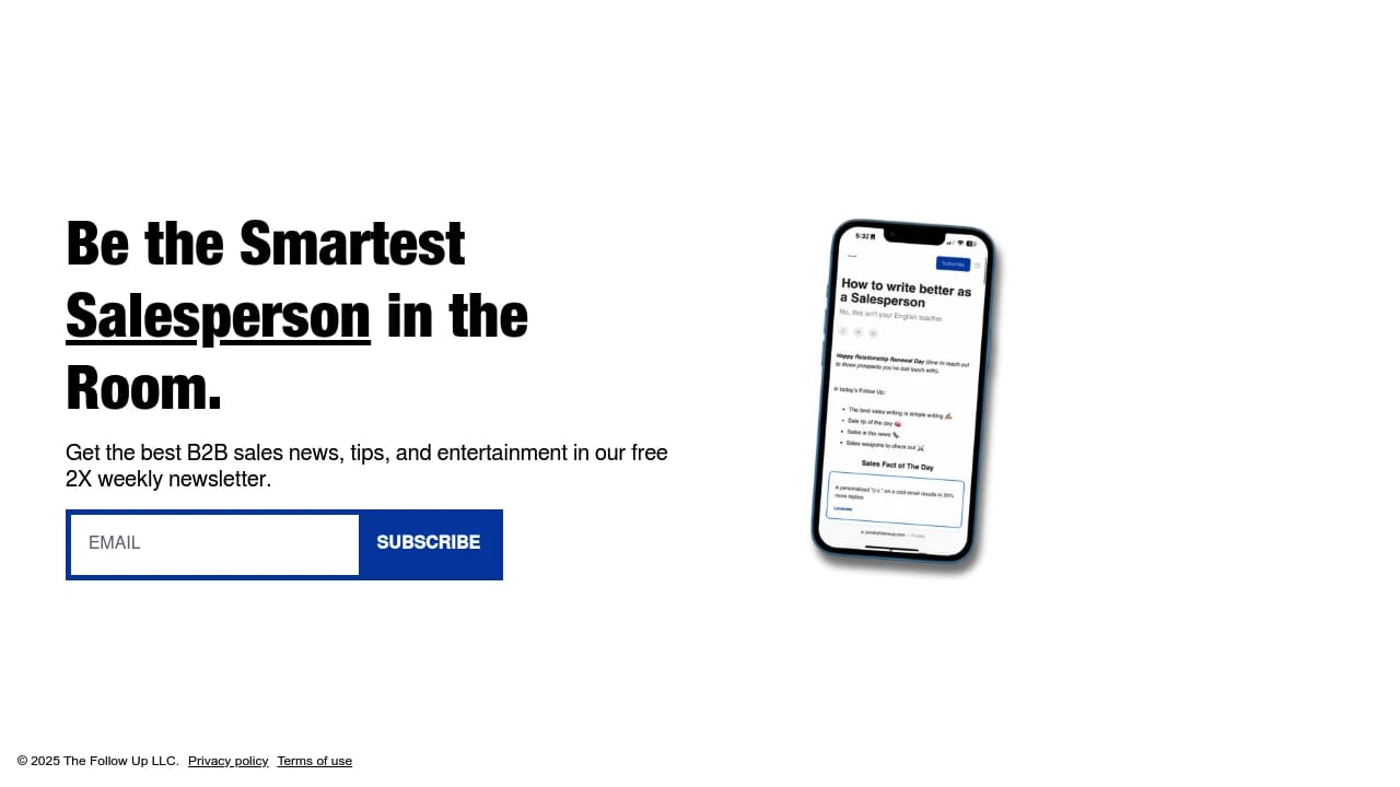 Screenshot of The Follow Up website