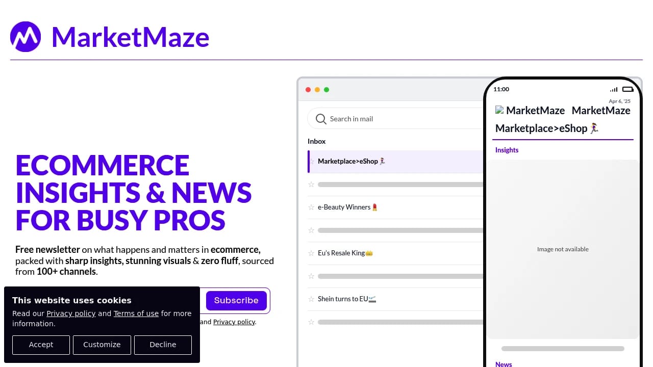 Screenshot of MarketMaze website