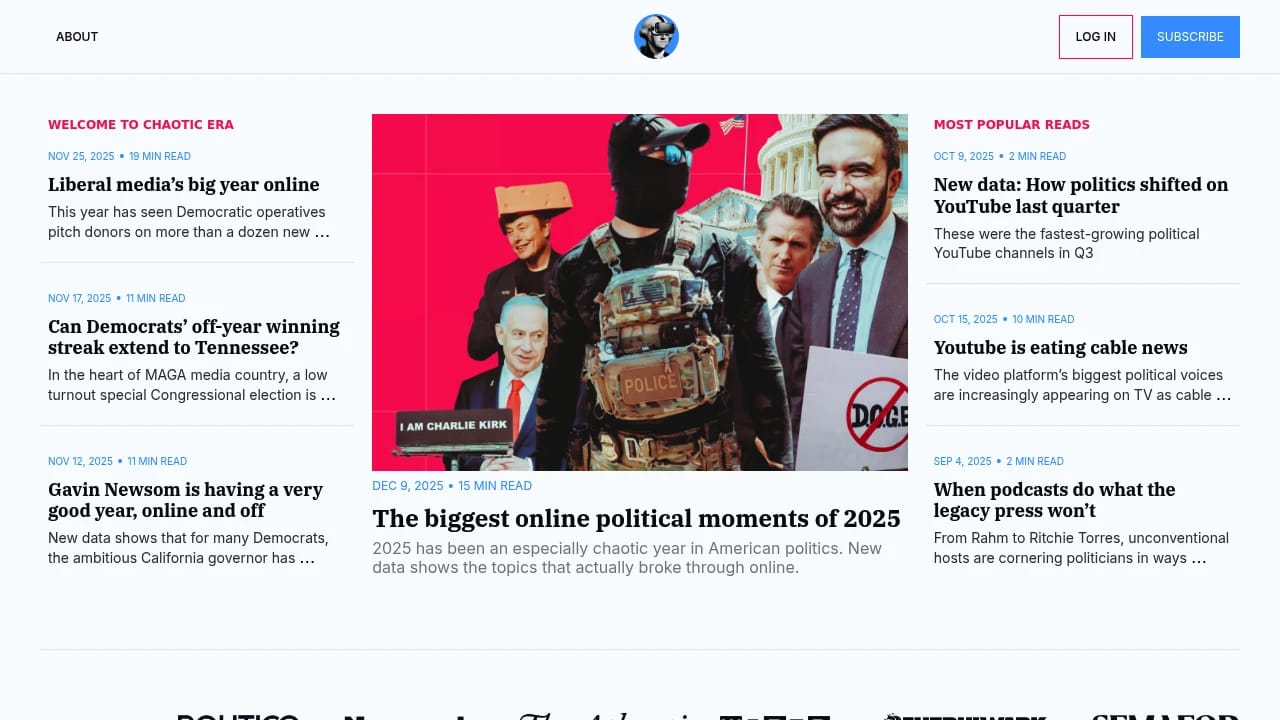 Screenshot of Chaotic Era website