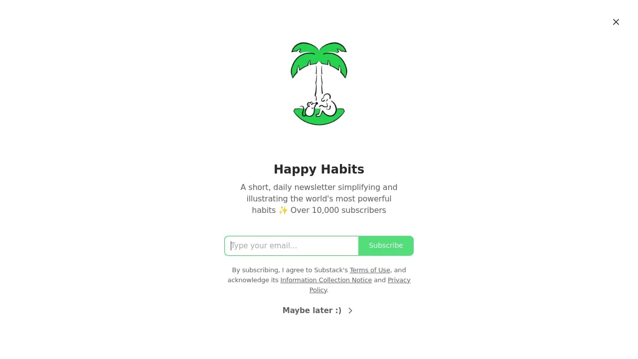 Screenshot of Happy Habits website