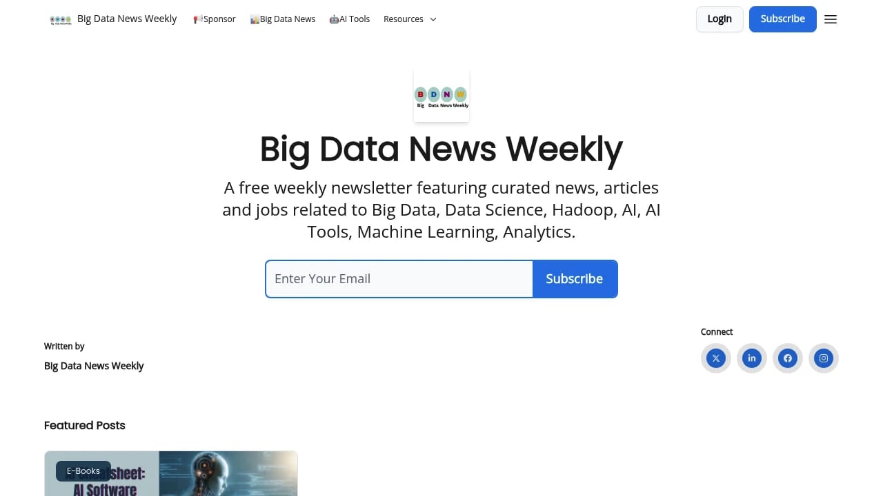 Screenshot of Big Data News Weekly website