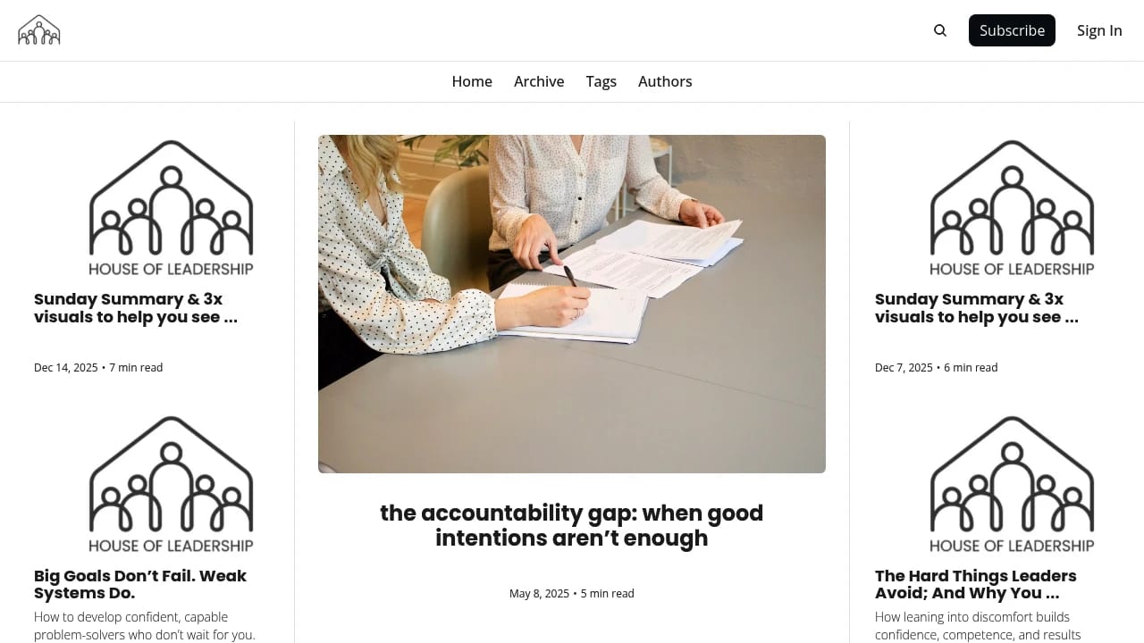 Screenshot of House of Leadership website