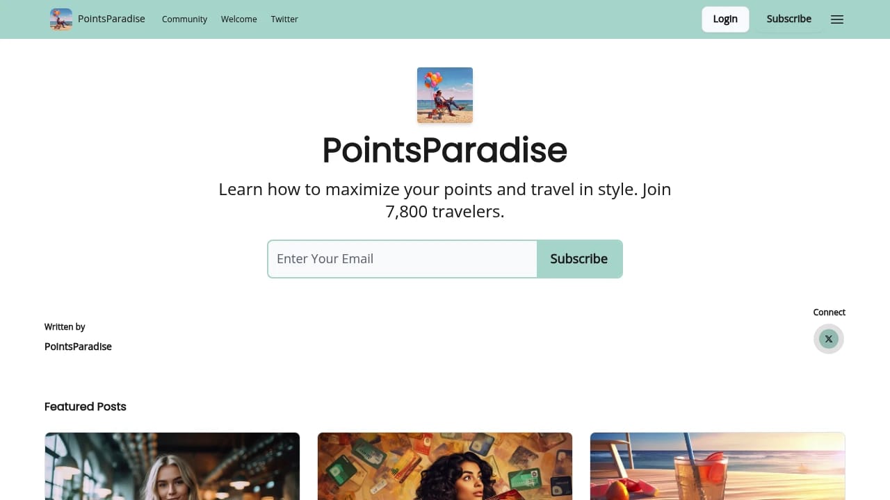 Screenshot of PointsParadise website