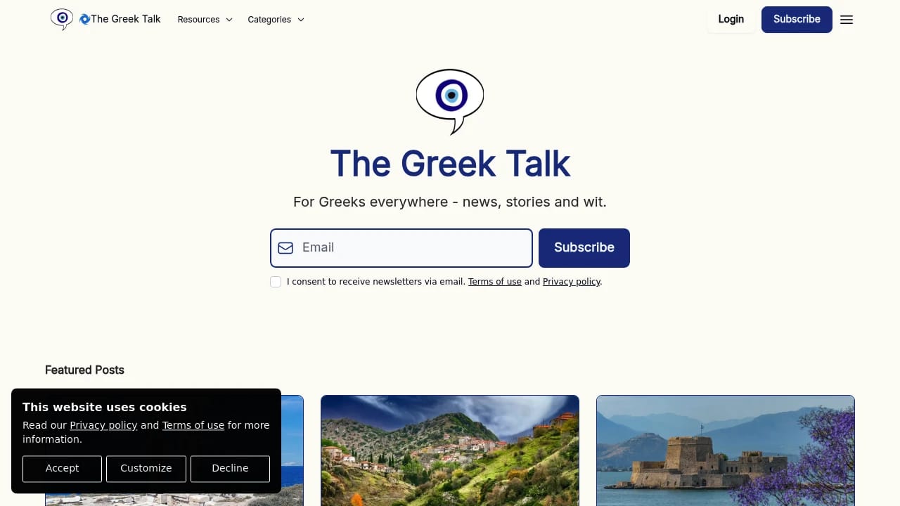 Screenshot of The Greek Talk website