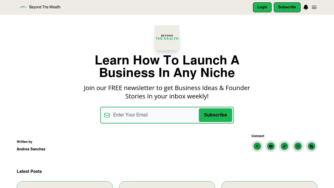 Screenshot of Beyond The Wealth website