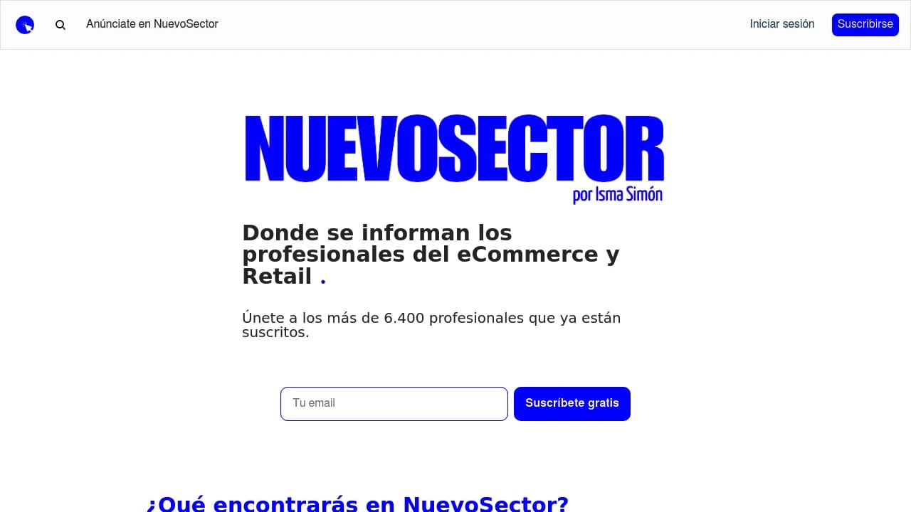 Screenshot of Nuevo Sector website