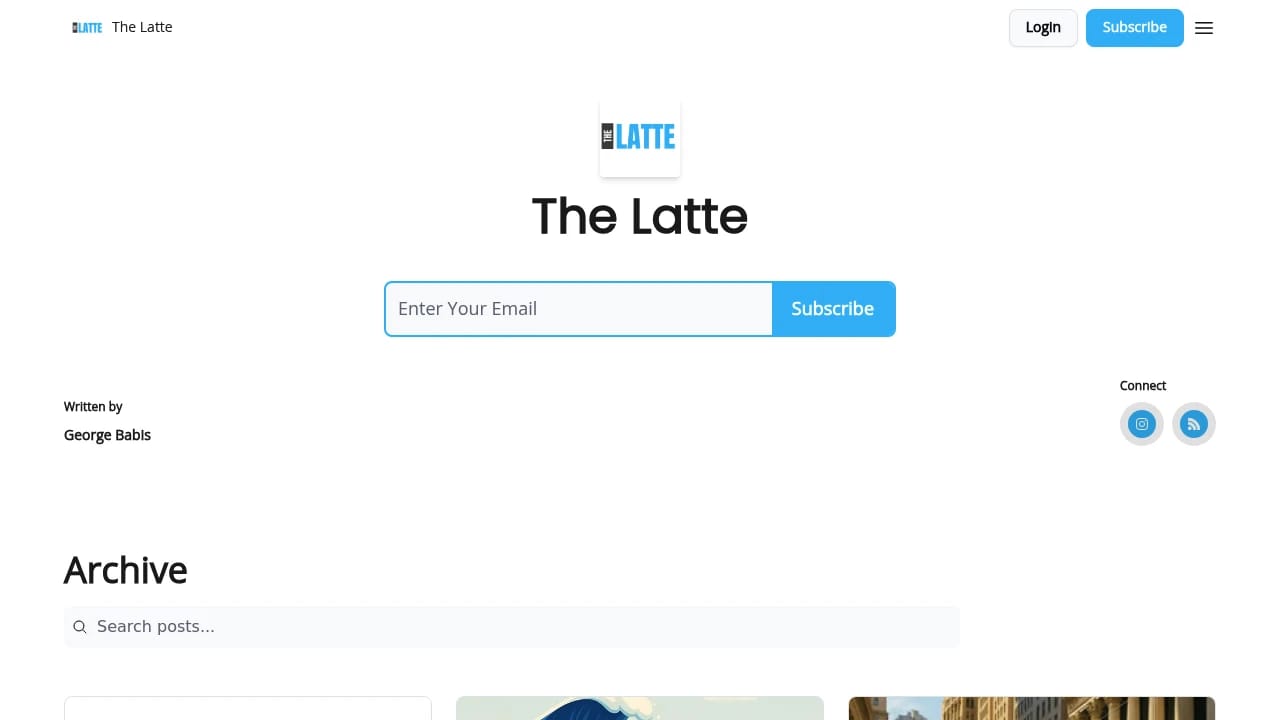 Screenshot of The Latte website