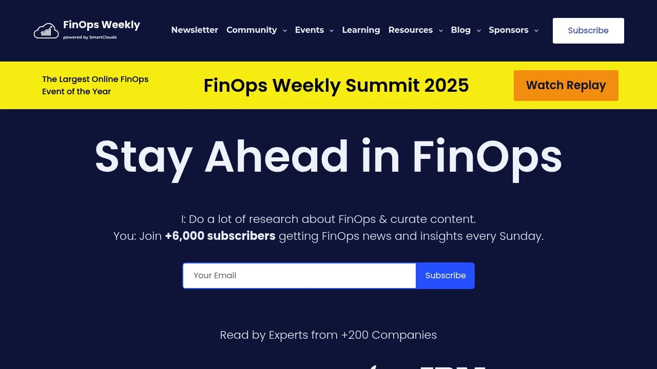 Screenshot of FinOps Weekly website