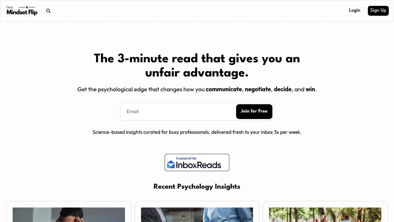 Screenshot of Daily Mindset Flip website