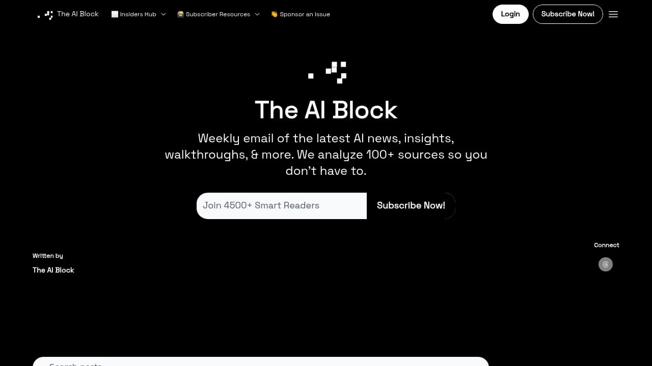 Screenshot of The AI Block website
