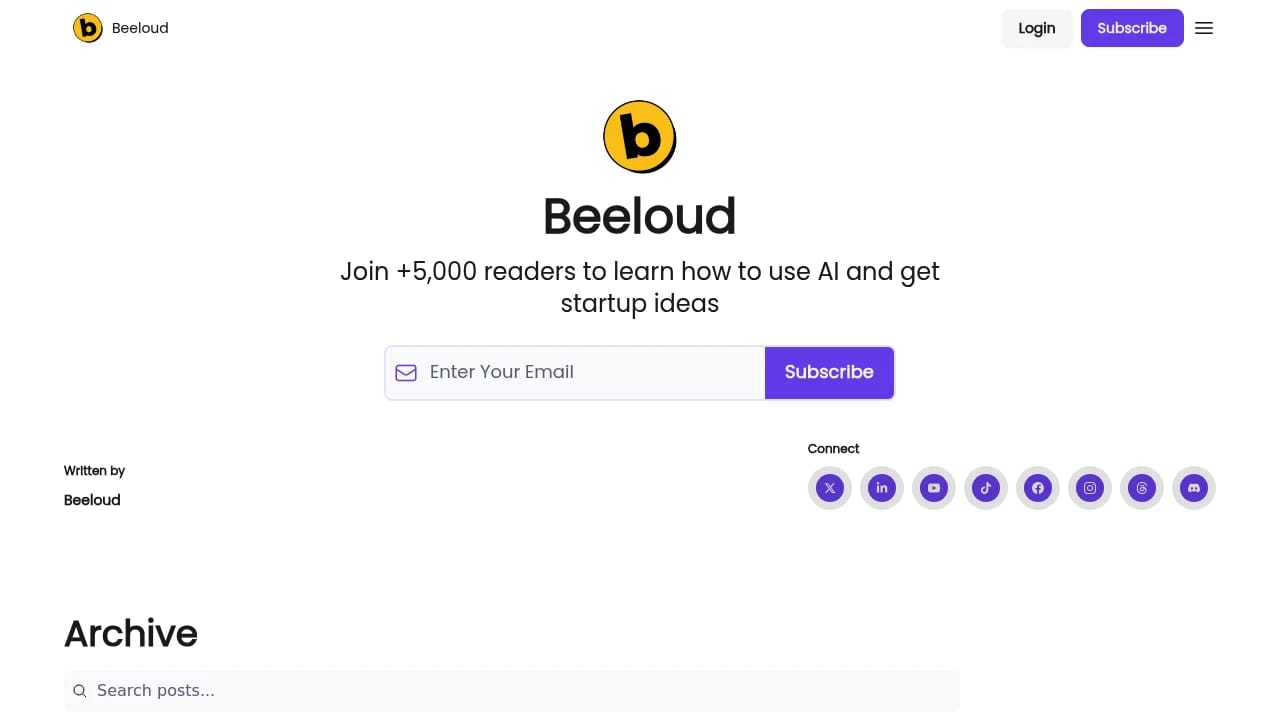 Screenshot of Beeloud website