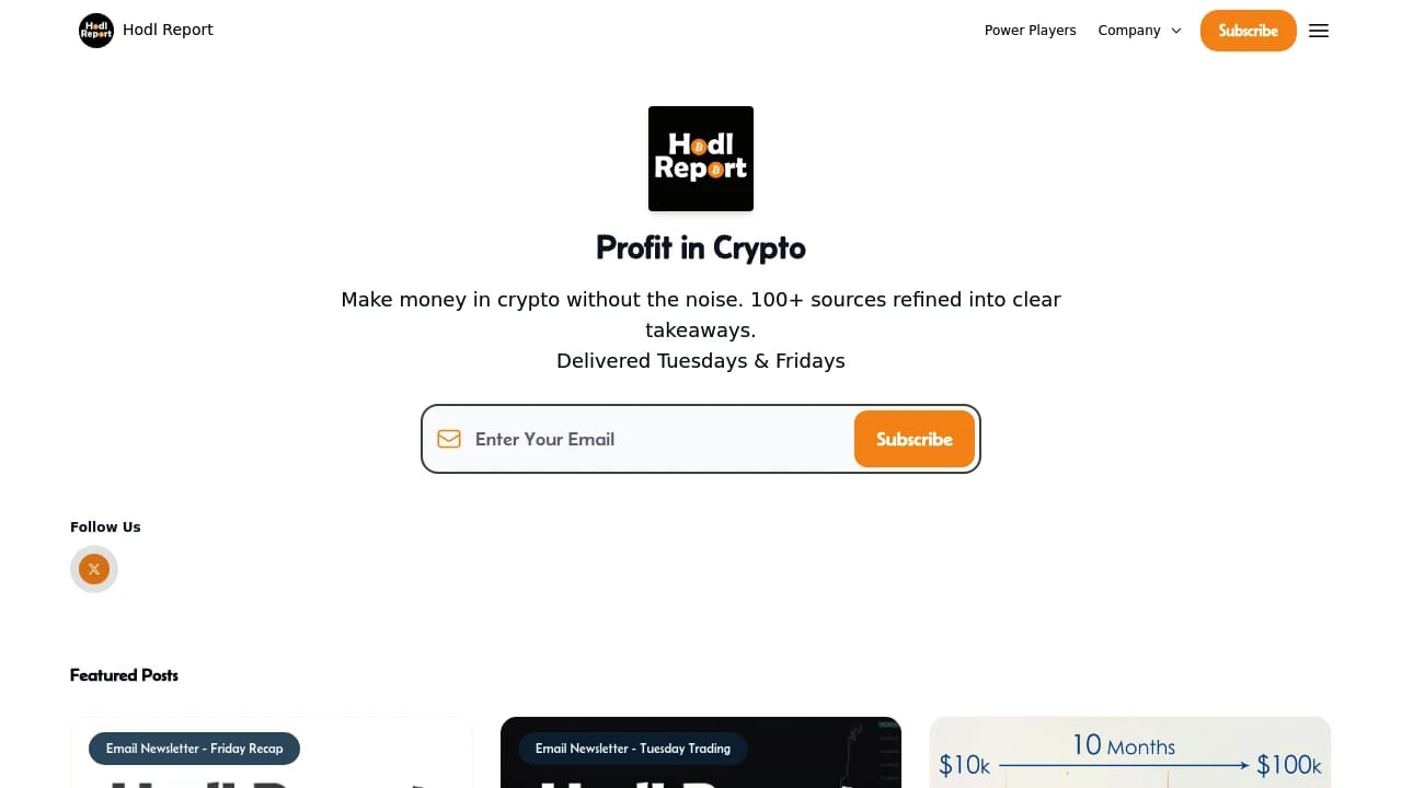 Screenshot of The Hodl Report website