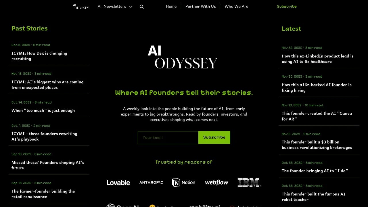 Screenshot of AI Odyssey website