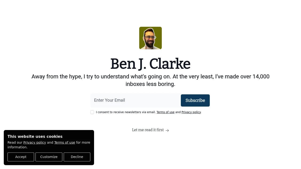 Screenshot of Ben J. Clarke website