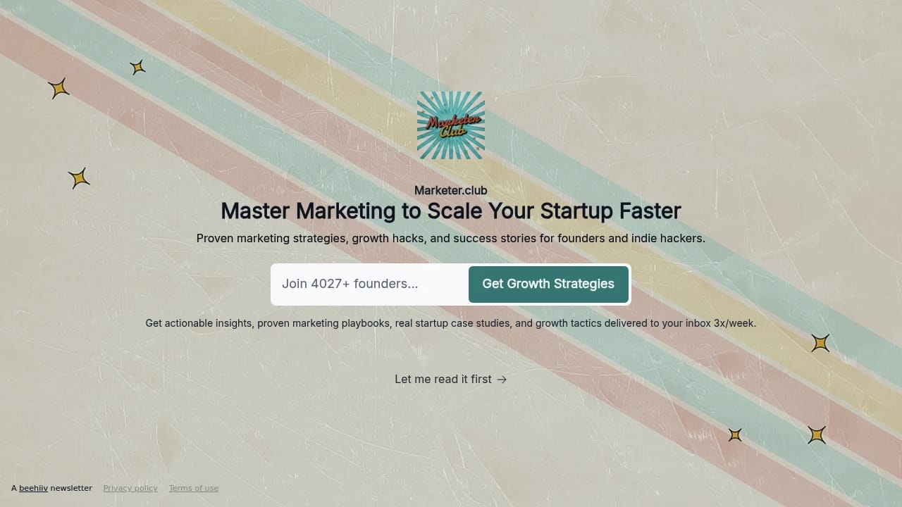 Screenshot of Marketer Club website