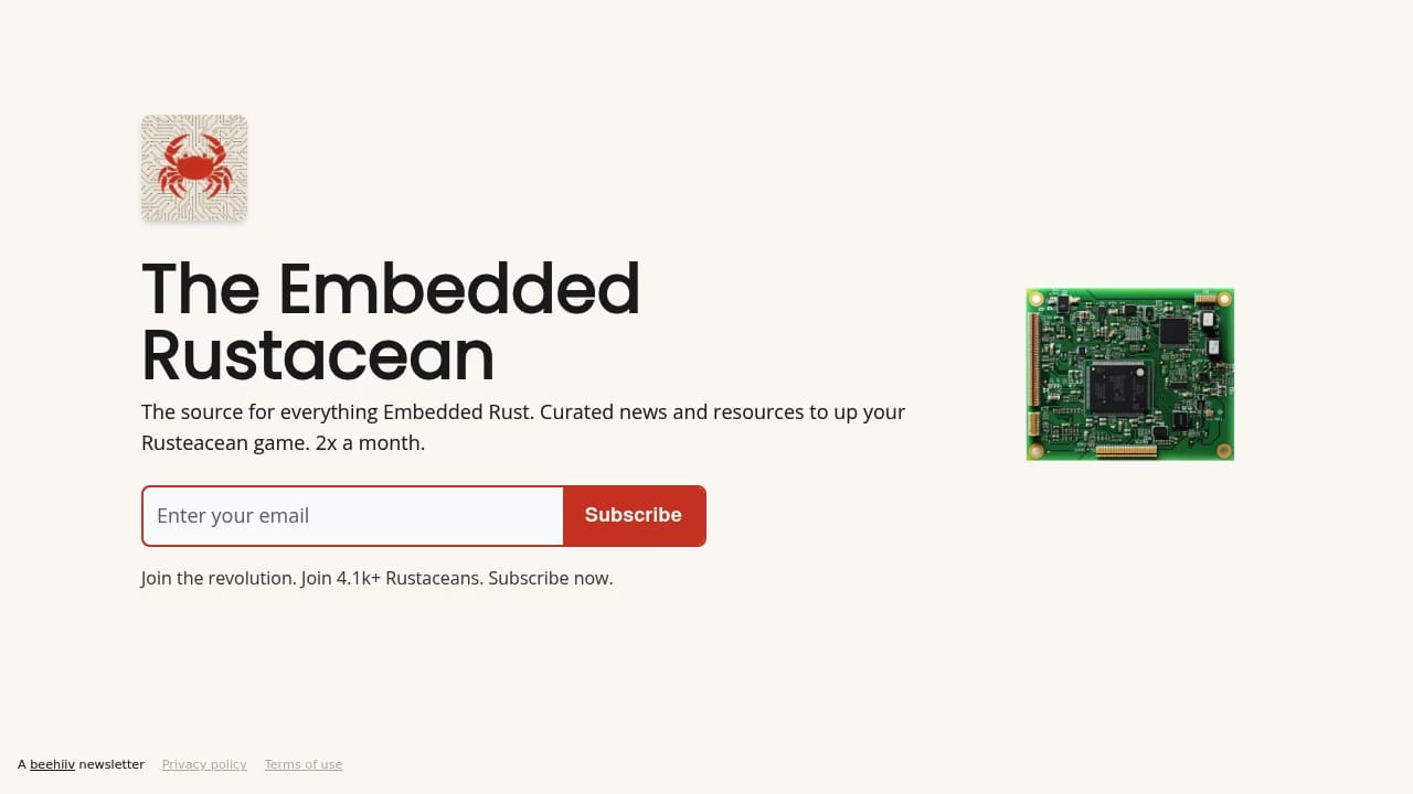 Screenshot of The Embedded Rustacean website