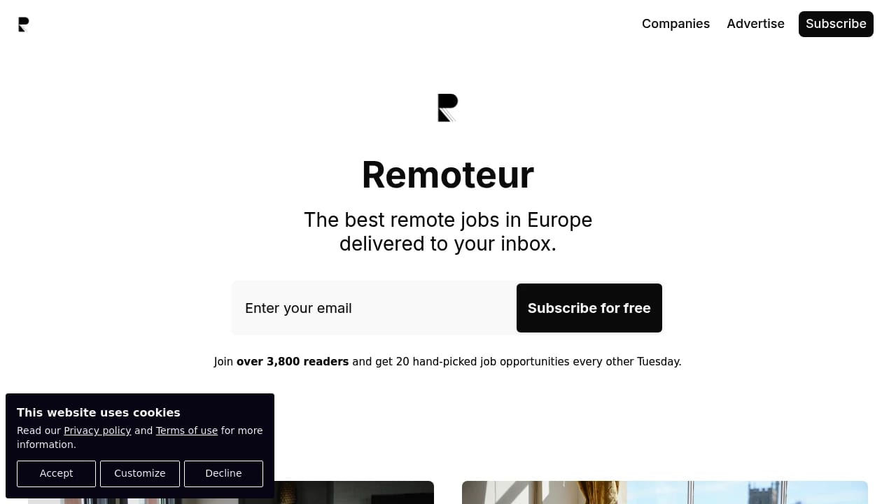 Screenshot of Remoteur website