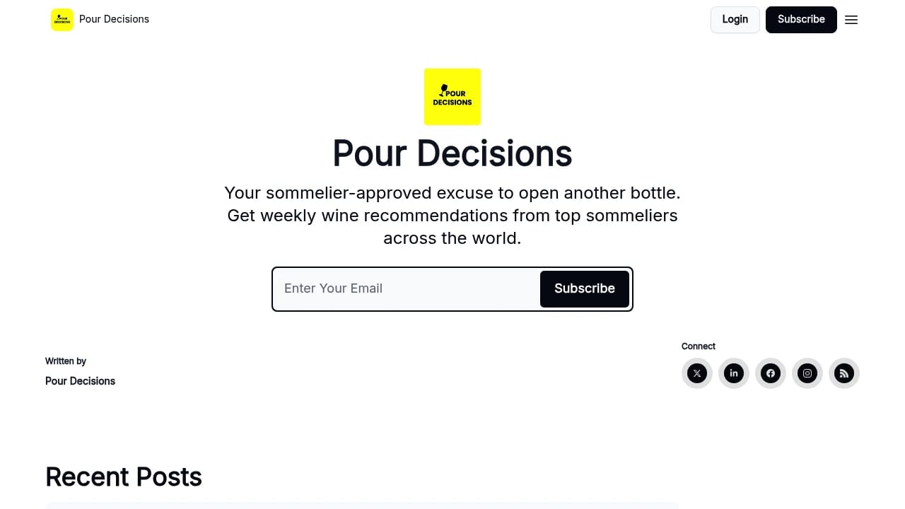 Screenshot of Pour Decisions website