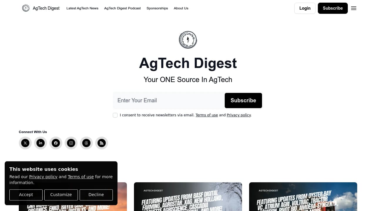 Screenshot of AgTech Digest website