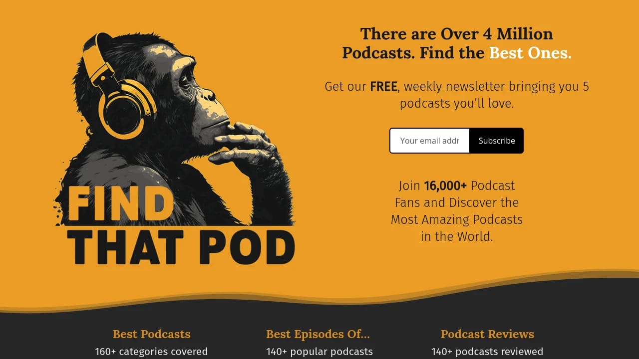Screenshot of Find That Pod website
