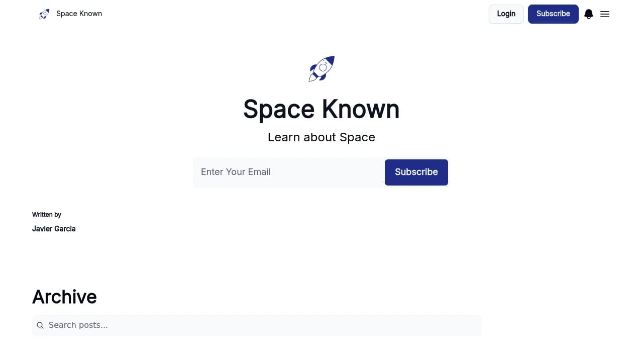 Screenshot of Space Known website